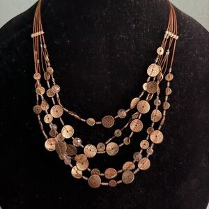 Chico's Multi-Strand GoldTone Floating Disc and Bead Necklace